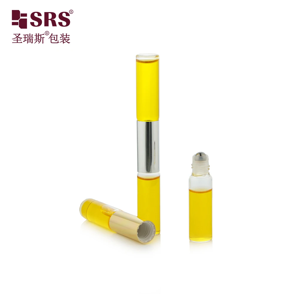 Empty Double-tube Rollerball Perfume Bottle 3+3ml 4+4ml 5+5ml Essential Oil Glass Bottle With Roller Ball