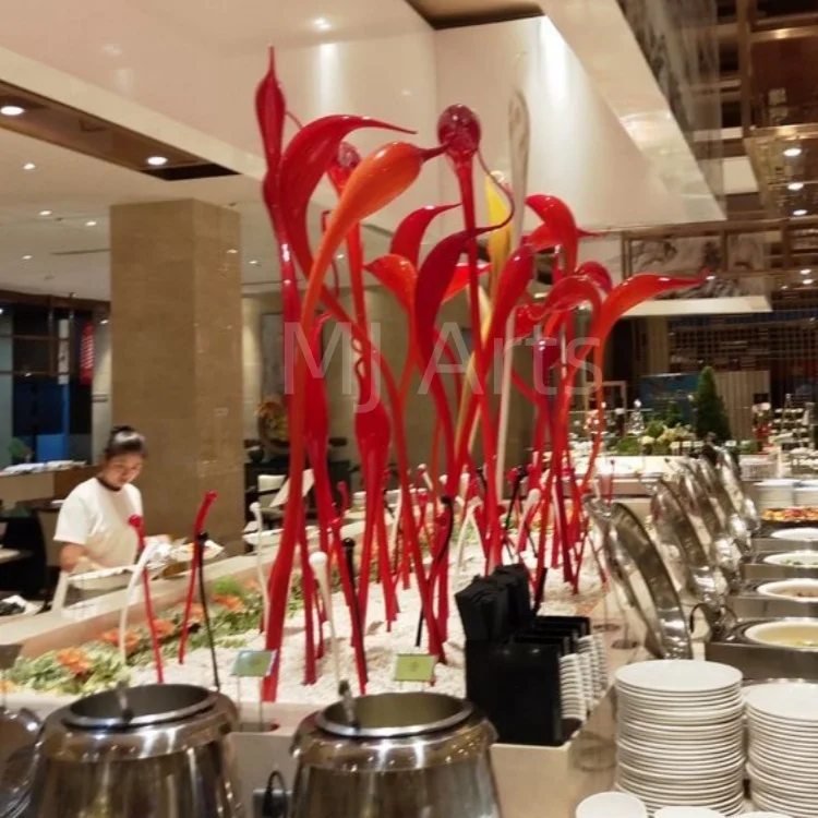 Modern Custom Made Reeds Cattails purple spears crystal Murano Glass Standing Floor Art Outdoor large Garden Glass Sculpture