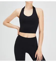 HOT SELLING Private label workout  bra for women FREE SAMPLE halter neck backless sports bra