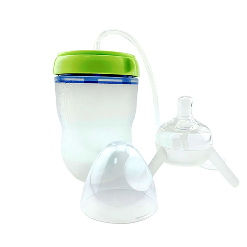100% Food Grade manufacturers hands free parents baby feeding bottle silicone milk feeding baby bottles_2