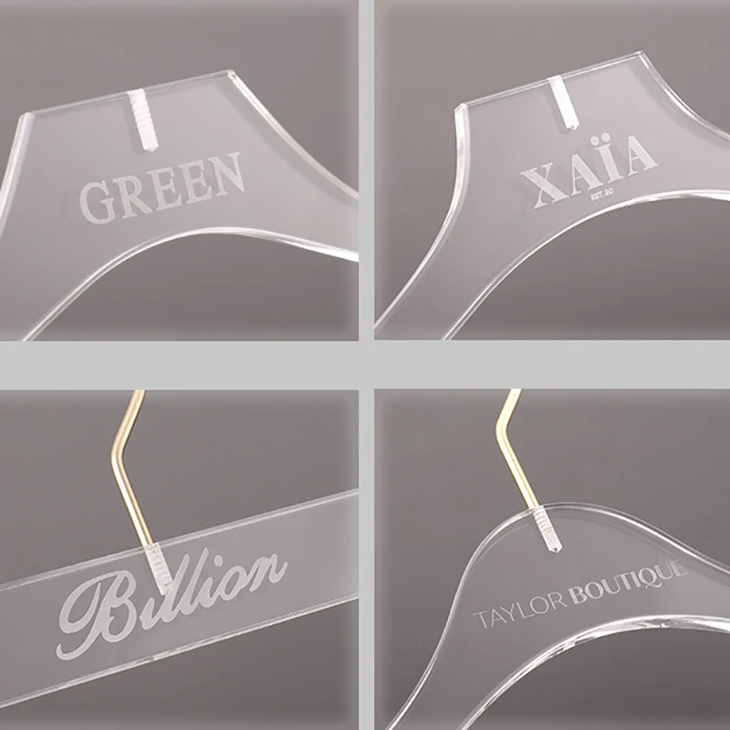 Clothing store acrylic display hanger wedding dress light luxury transparent crystal integrated garment clip fixed printing logo