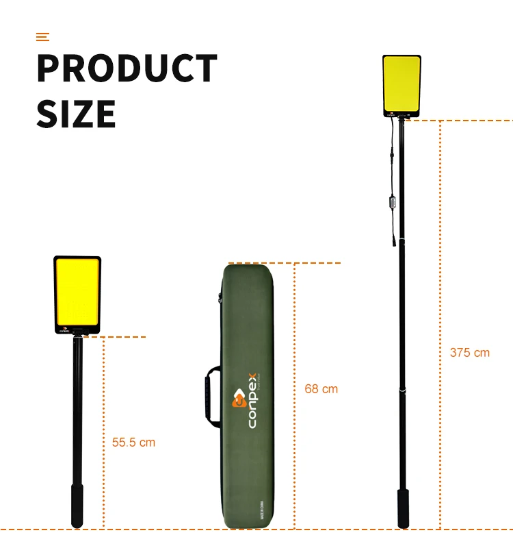 Manufacturer Custom Logo Outdoor Led Light Fishing Rod Up Camping Lights IP67 Multi Function Stand Camping Light