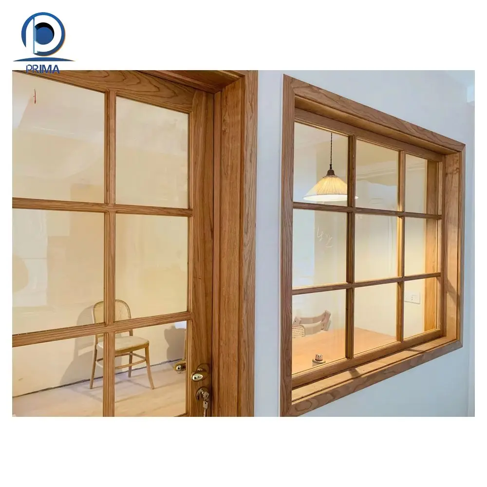Prima Best Modern Wooden Windows For Modern Homes Top Quality Thermal Break Glazed Galss Wooden Windows