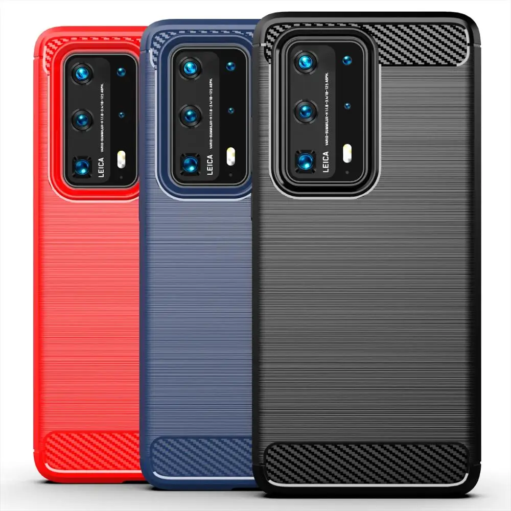Carbon Fiber Shockproof Soft TPU Mobile Phone Back Cover Case For Huawei P40 Pro+
