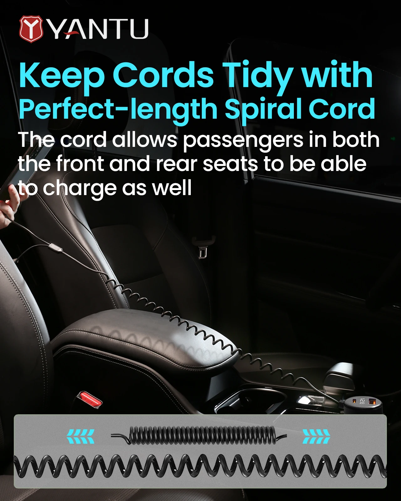 YANTU B33 78W Dual Type-C USB Ports High Power 12V 24V PD QC 3.0 USB-C Fast Car Charger for Laptop Tablet And Mobile Phone