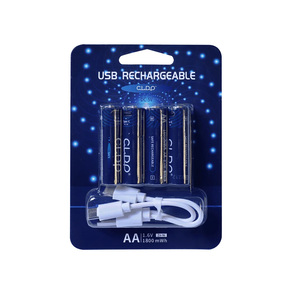 high quality usb type c port 1.5v aa size ni-zn rechargeable battery No.5 1.6 v double a batteries