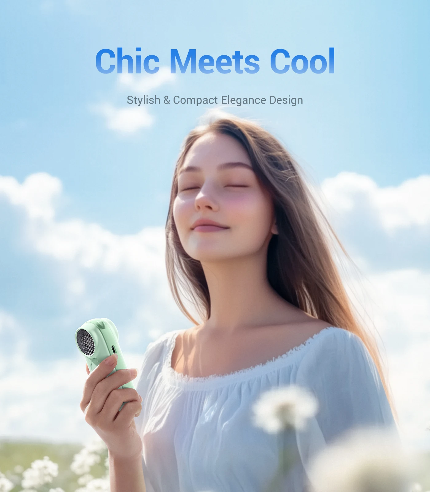 Diveblues Outdoor 2000mAh Handheld Mini Portable Rechargeable Air Cooler Electric Fan
