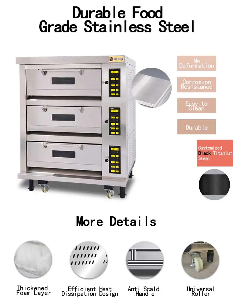 
Professional Custom Baking Ovens 3 Deck 6 Tray Stainless Steel Kitchen Electric Deck Baking Bread Oven 