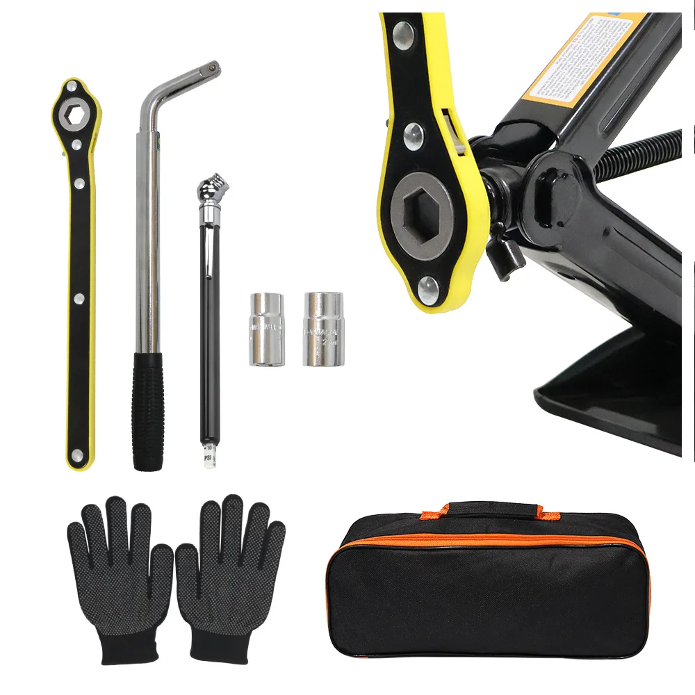 Chinese Factory 2 Ton Scissor Jack Car Repair Jack Emergency Kit with L-shaped Wrench