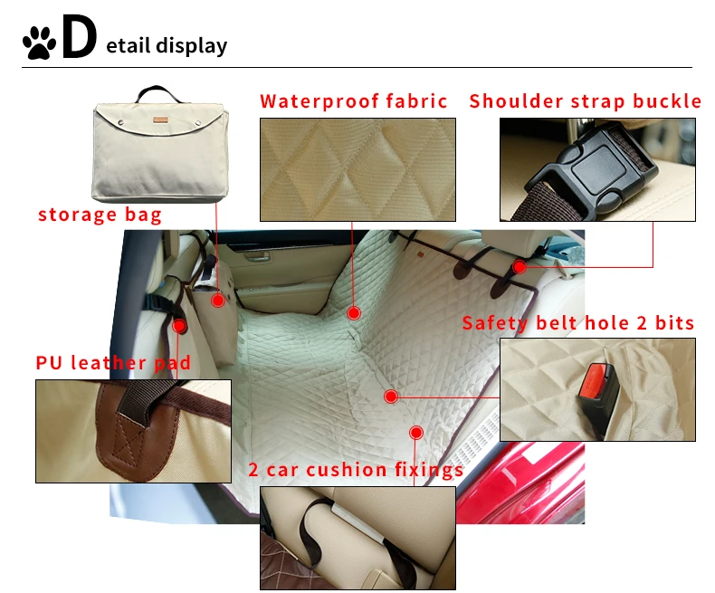 Deluxe Waterproof travel PU leather adjustable strap Pet Dog Accessories Waterproof Car Dog Seat Cover