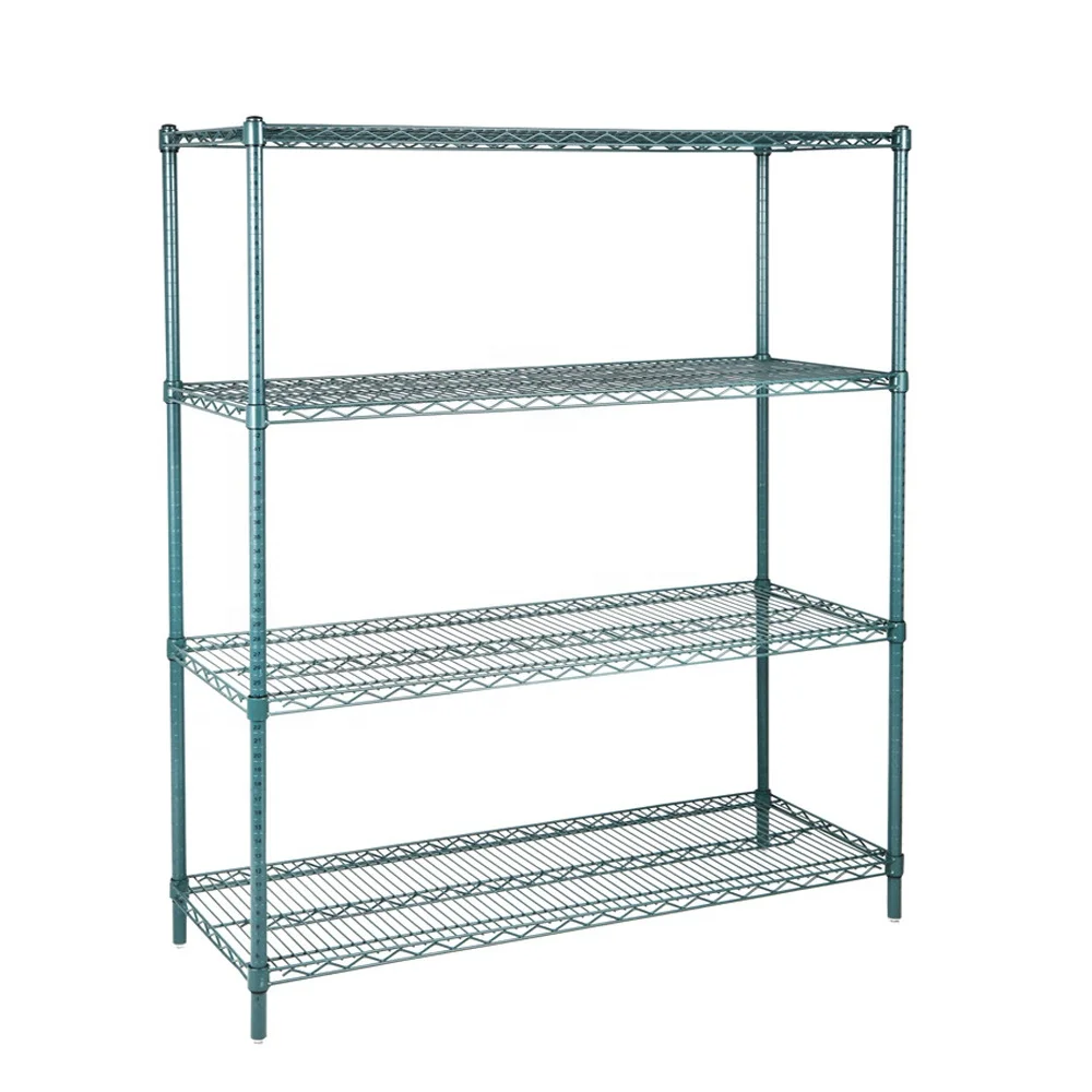 OEM NSF Approval 3 4 5 Tier Commercial Kitchen Storage Flat Rack Anti-bacterial Epoxy wire shelf shelving with casters