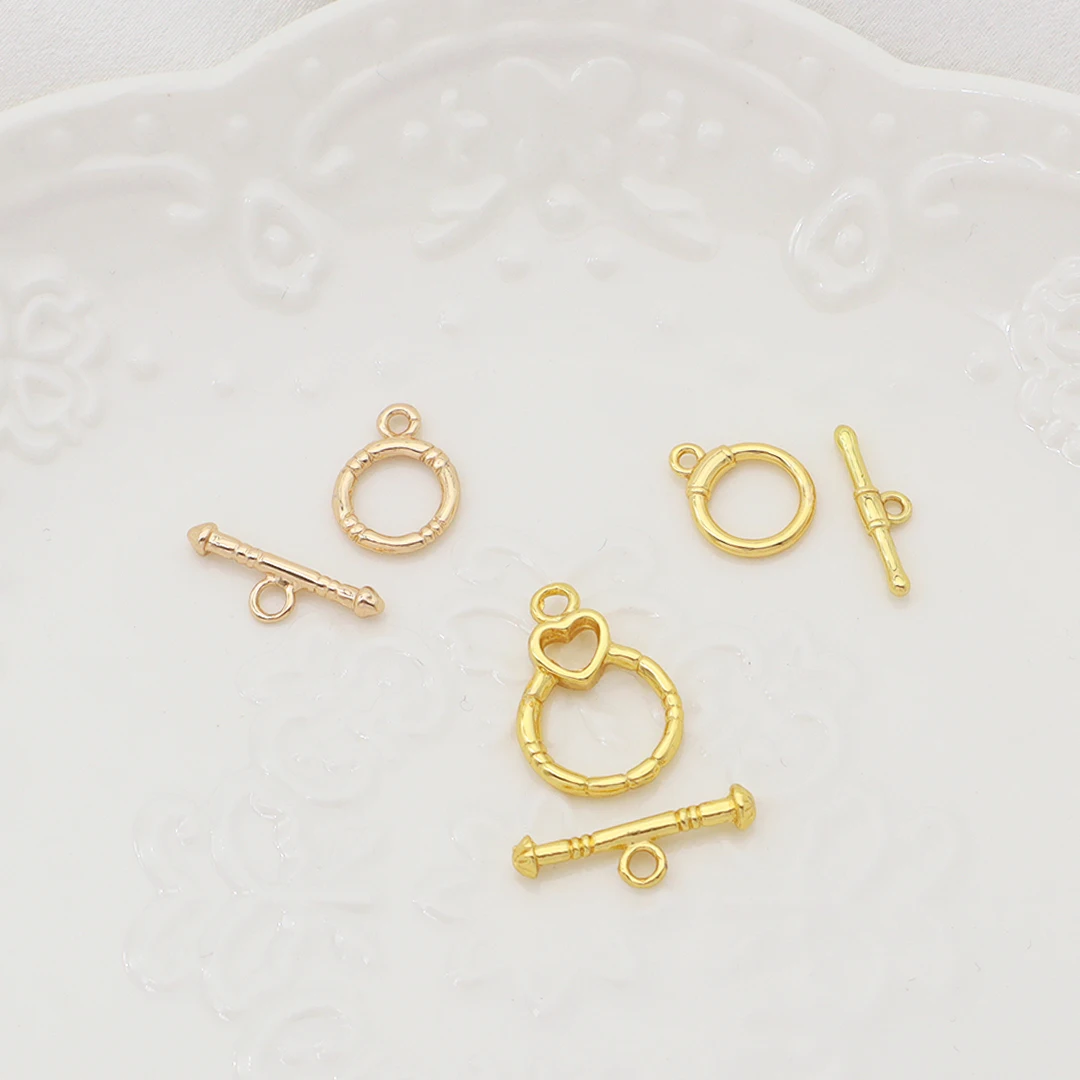 Diy Wholesale Custom Women Heart Round Toggle Clasp Bracelet Necklace Charm Jewelry Gold Plated OT Clasp For Making Accessory