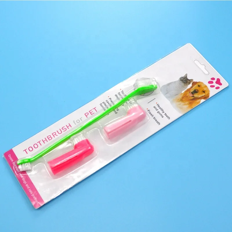 Зубная щетка для домашних питомцев из трех частей удаления накипи кошек и