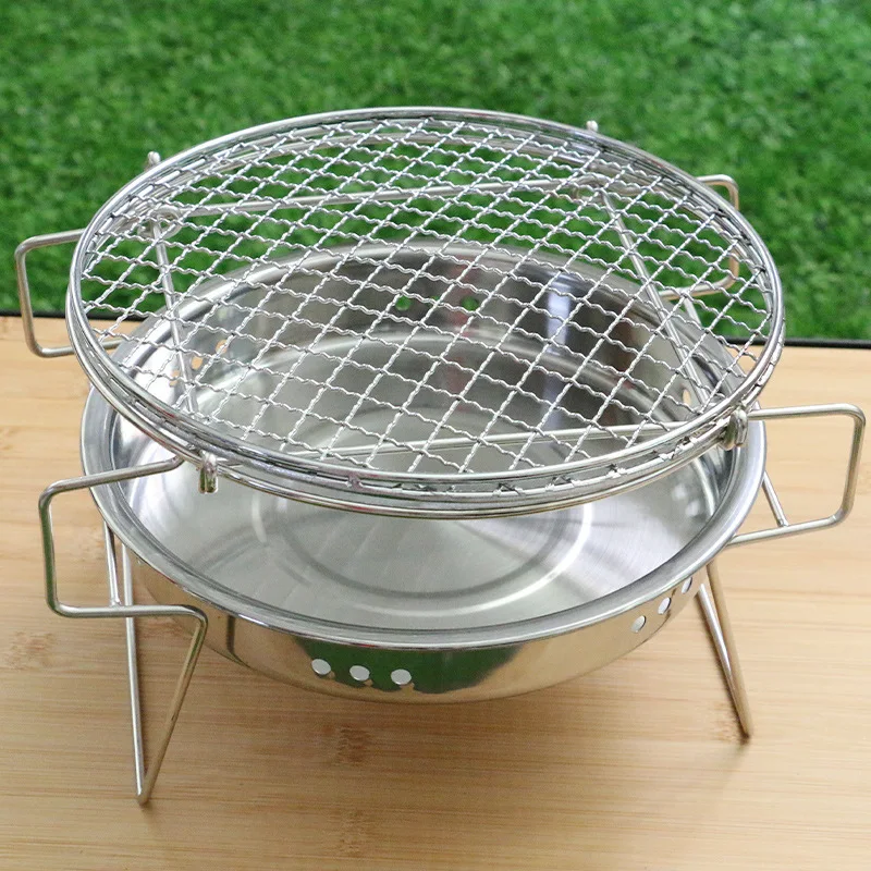 Wholesale Popular Smokeless BBQ Grill Outdoor Camping Portable Custom Stainless Steel 410 Round Foldable Charcoal Grill