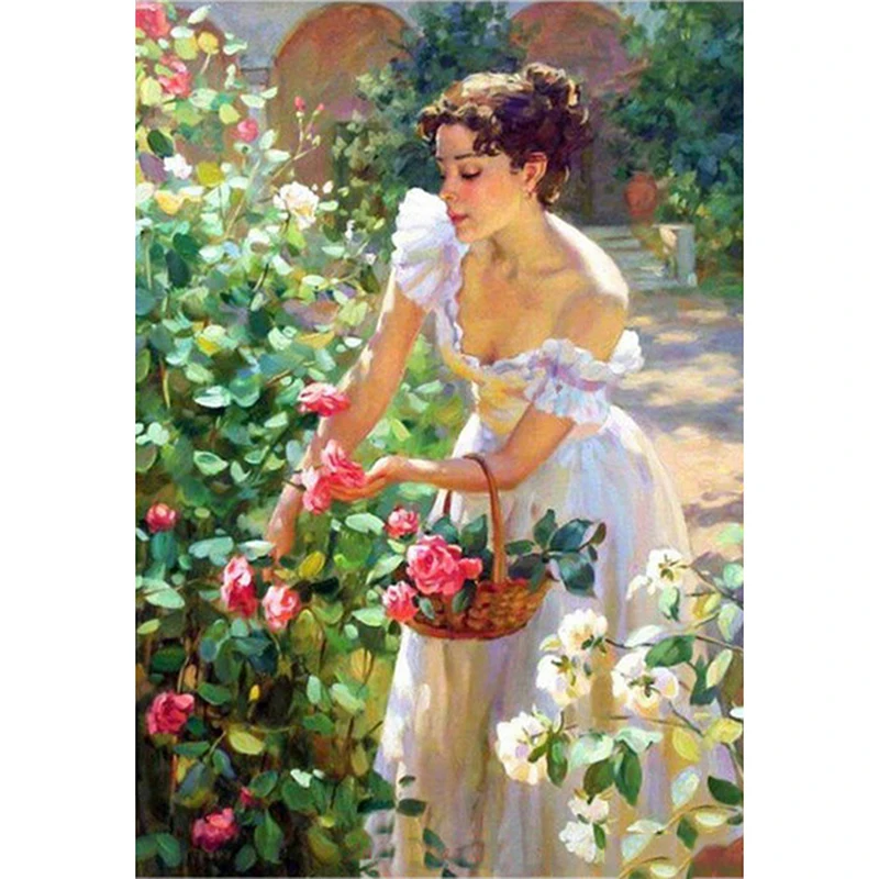 
2020 factory hot Christmas sale wholesale diamond painting portrait lady flowers 