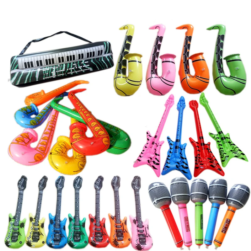 DJTSN  Classic Guitar Microphones Radio Aluminum Foil Balloon Inflatable Rock Star Toy Set Music Party Props Decoration Balloons