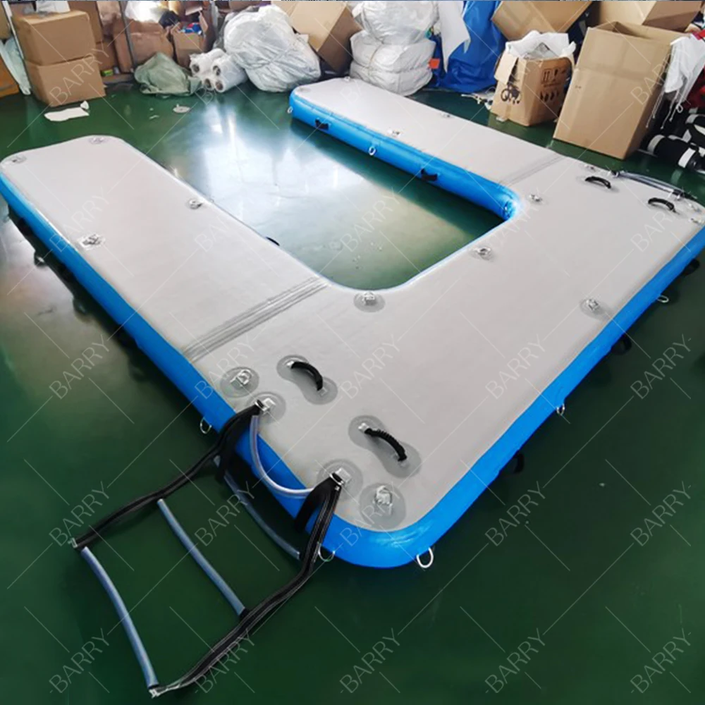 Drop Stitch Material Floating Pontoon boat Jet Ski Platform, U Shape Inflatable Floating  jetski Dock