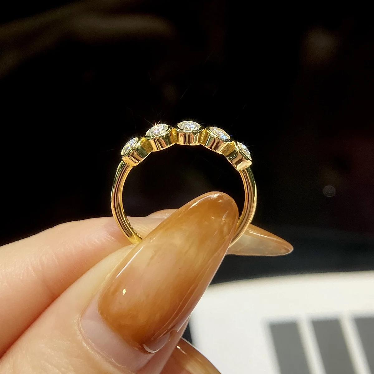 High quality Gra moissanite Round five diamond ring with edge 925 sterling silver  Women engagement luxury Jewelry