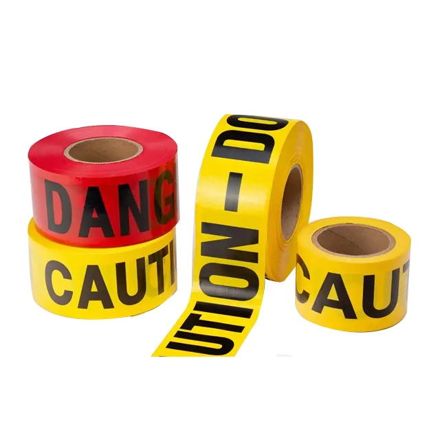 MANCAI Custom Printed Caution Danger Warning Tape Pe Warning Danger Tape Yellow Non Adhesive Barricade Caution Tape