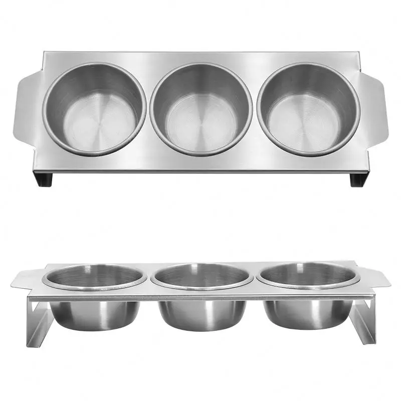 2023 New Bbq Divided Seasoning Dish Metal Stainless Steel Dip Sauce Plate with Compartment Bowl Tool