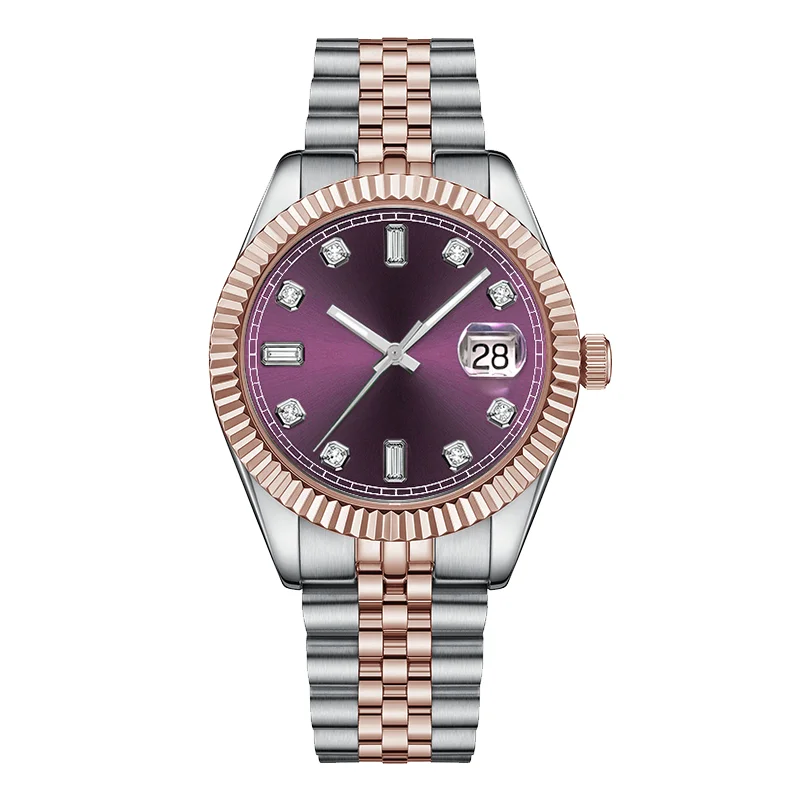 Custom Logo High End Gents Luminous Quartz Stainless Steel Herren Luxus Uhr Gold Diamond Mens Watch
