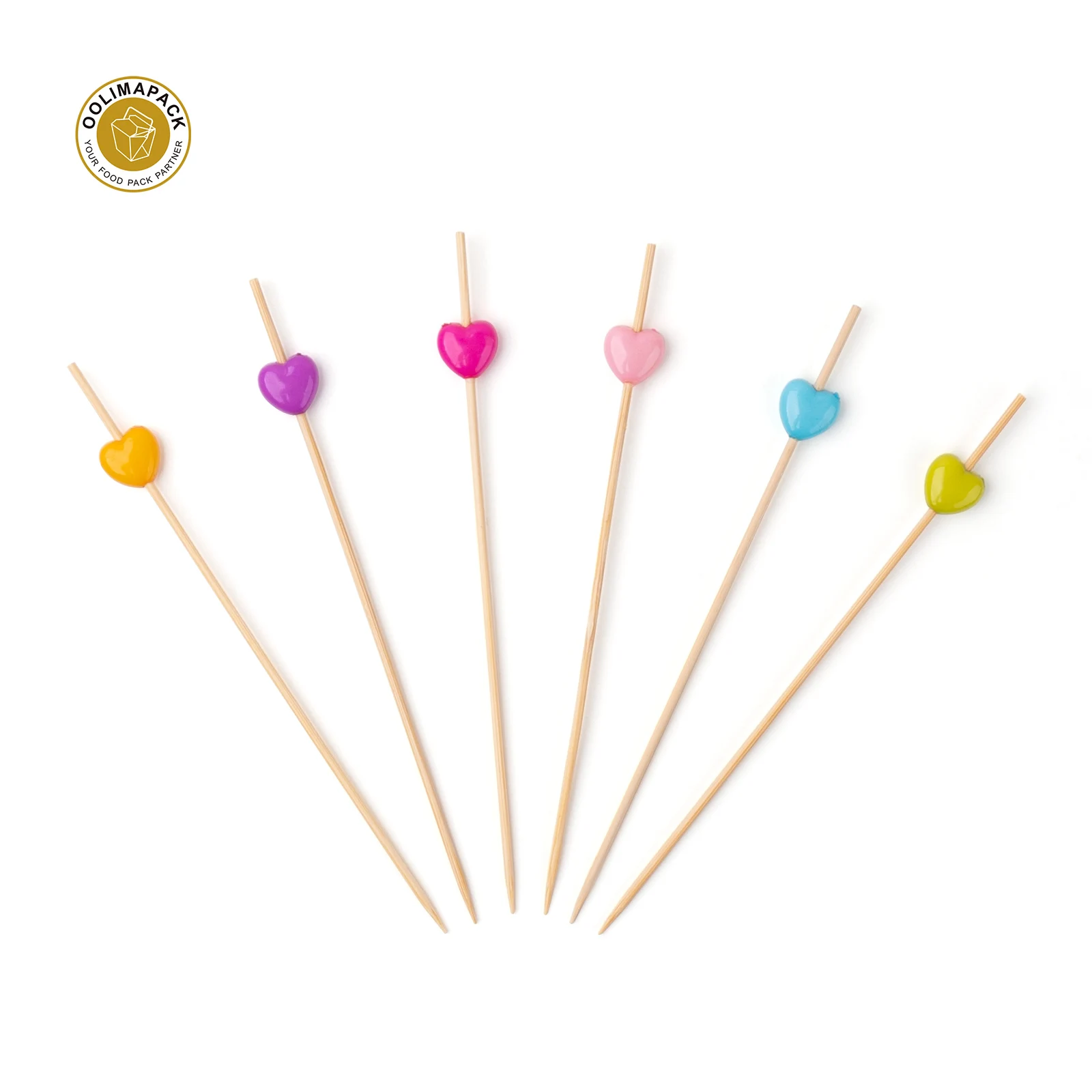 OOLIMA Custom Printed Logo Bamboo Knotted Skewers Food Picks Party Picks