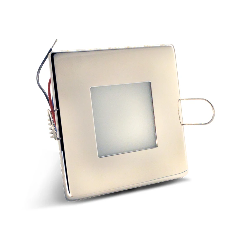 12V 24V IP65  LED Recessed Round Stainless Steel  Square Ceiling Light For Boat Marine