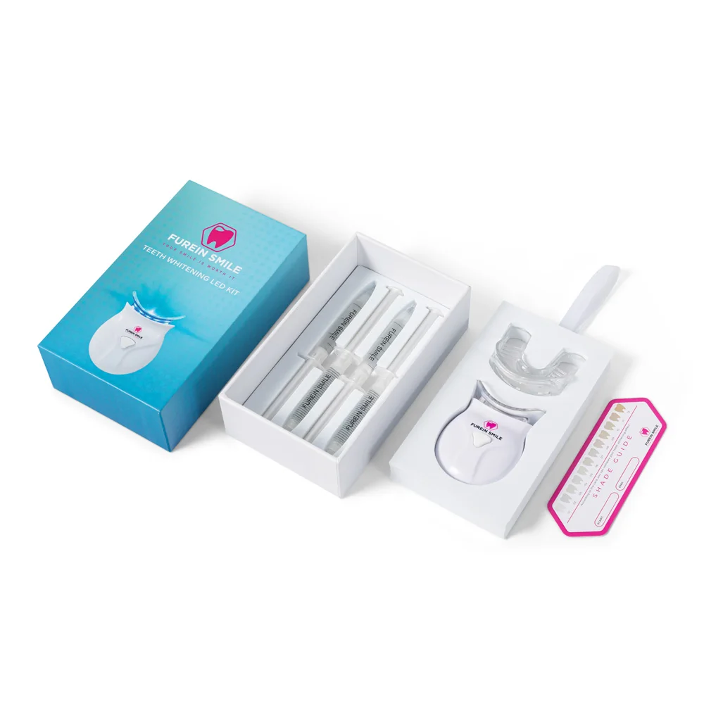 Fast Result Fluoride-Free LED Light Activator Teeth Whitening Kit with Mouth Tray Shade Guide PAP Gel Refills Enamel Restoration