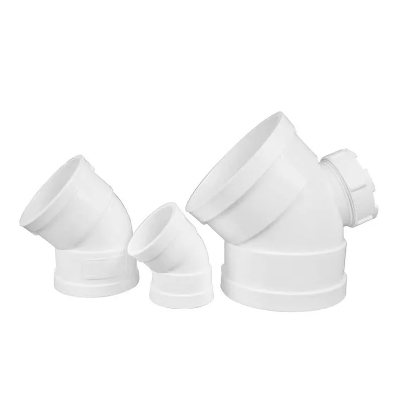 Premium Quality Custom PVC-U Drainage Plastic Tubes 45° Elbow Small Bend Water Pipe Accessory Straight PVC Drainage Tubes