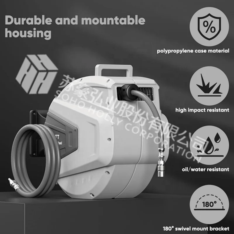 Hot 100ft Air Hose Auto Rewind Wall Mountable 30 Meter Compact Air Hose Reel 30M Automatic Retractable Pipe Roller Air Hose Reel