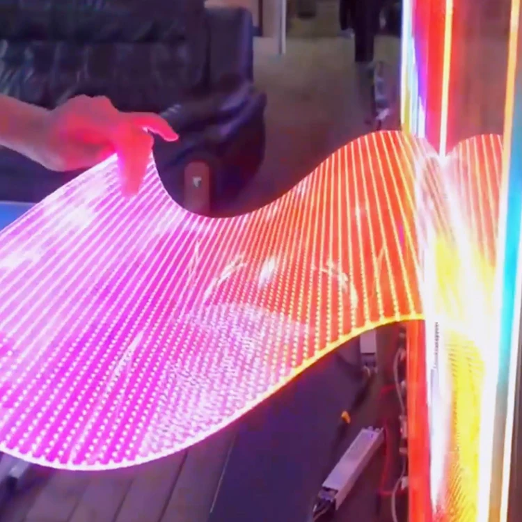 nanoflex pantalla led window display reefilm flexible transparent led film screen