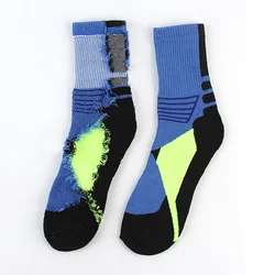 Black Blue Custom Design Adult Youth Mid Calf Cushion Team Sports Socks for Basketball Football Baseball