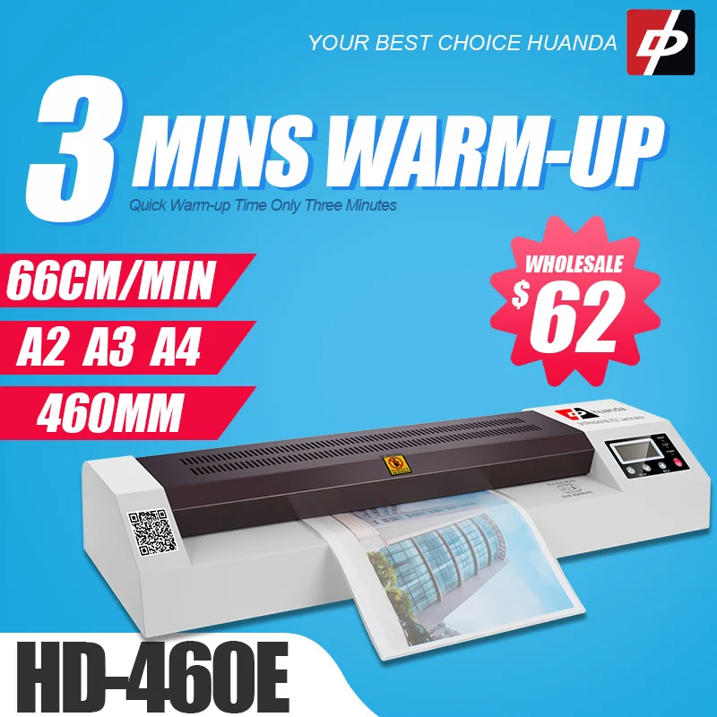 Huanda HD-460E A3 A4 Laminator Thermal Personal Laminator for Home Use School Teacher Office A3 and A4 Laminating Machine