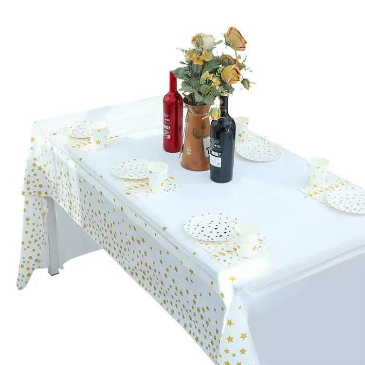 Disposable Tablecloths for Parties Twinkle Little Stars Rectangle Plastic Gold Star Tablecloth