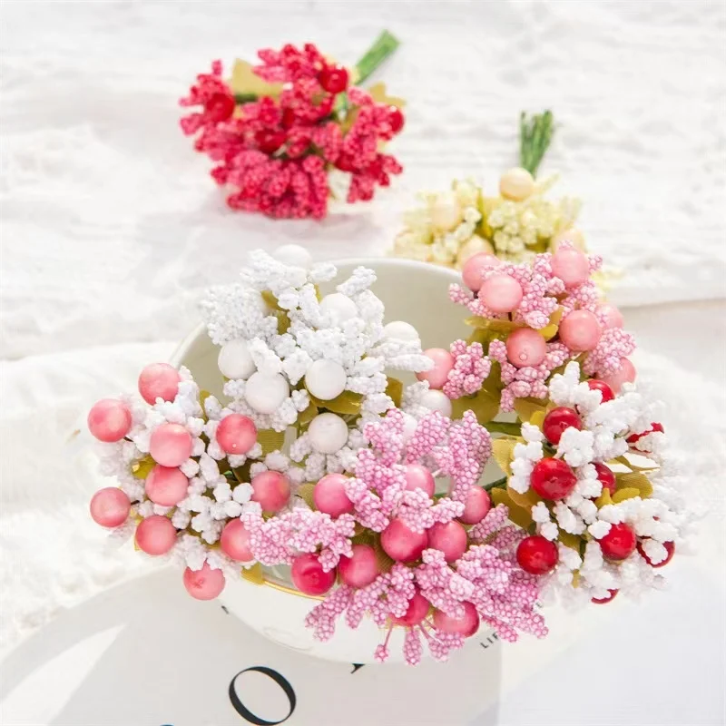 Mini Christmas Artificial Frosted Berries for Festival Holiday and Home Decor