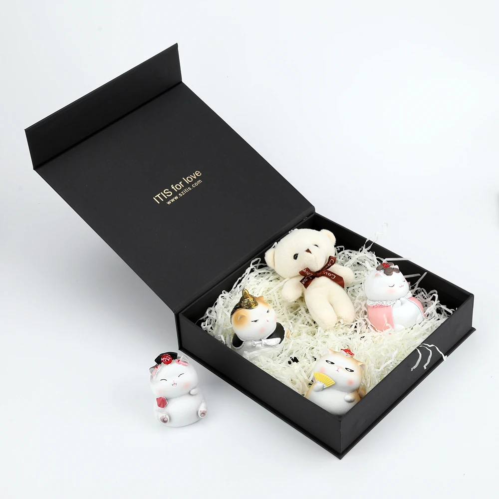 Custom Logo Wholesale Luxury Black Magnet Paperbox Wigs Clothing Carton Folding Magnetic Gift Box Packaging Paper Boxes