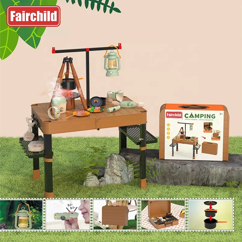 2024 New Amazo n Top Sales Children Pretend Outdoor Toys Camping Toy Simulation Kitchen Toys Storage Box Table Small Carton