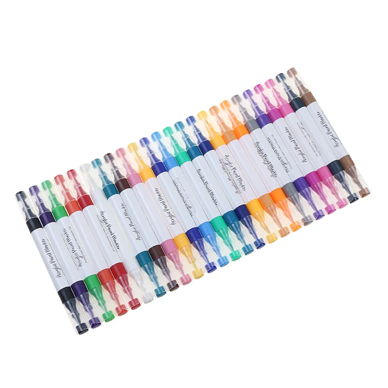 BECOL Wholesale Double Head Acrylic Markers Multi-use 24 Colors Art Paint Marker Pen Set with Box Packing for DIY Drawing