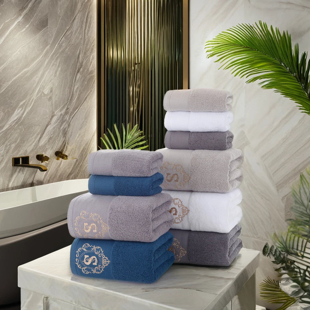 Мягкие роскошные наборы банных полотенец из 100% хлопка с вышивкой и логотипом премиум-класса для отелей в подарочной коробке