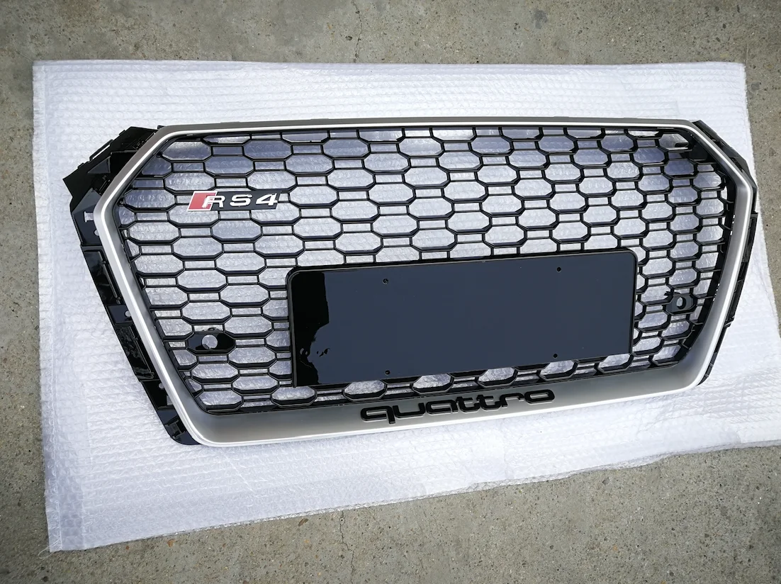 Honeycomb abs plastic black mesh grilles for audi a4 b9 rs4 grill 2017 2018 2019