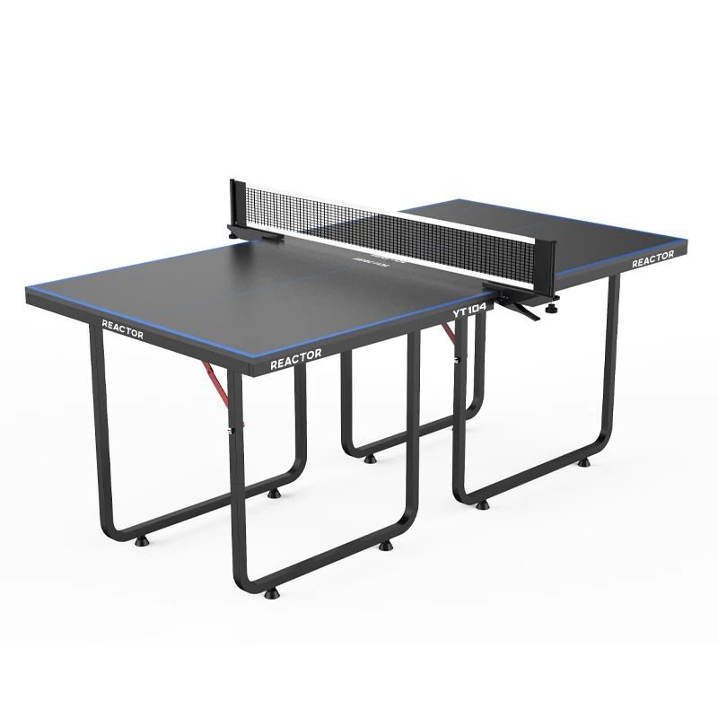 Mid Size Indoor Table Tennis Table with Quick Clamp Ping Pong Net and Post, Foldable Indoor Pingpong Table Black and Blue