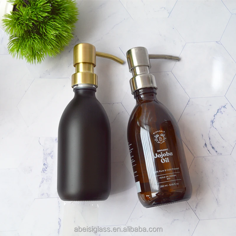 200/250/300ml Refillable Glass Hand Sanitizer Dispenser Apothecary Bottle with Gold Pump