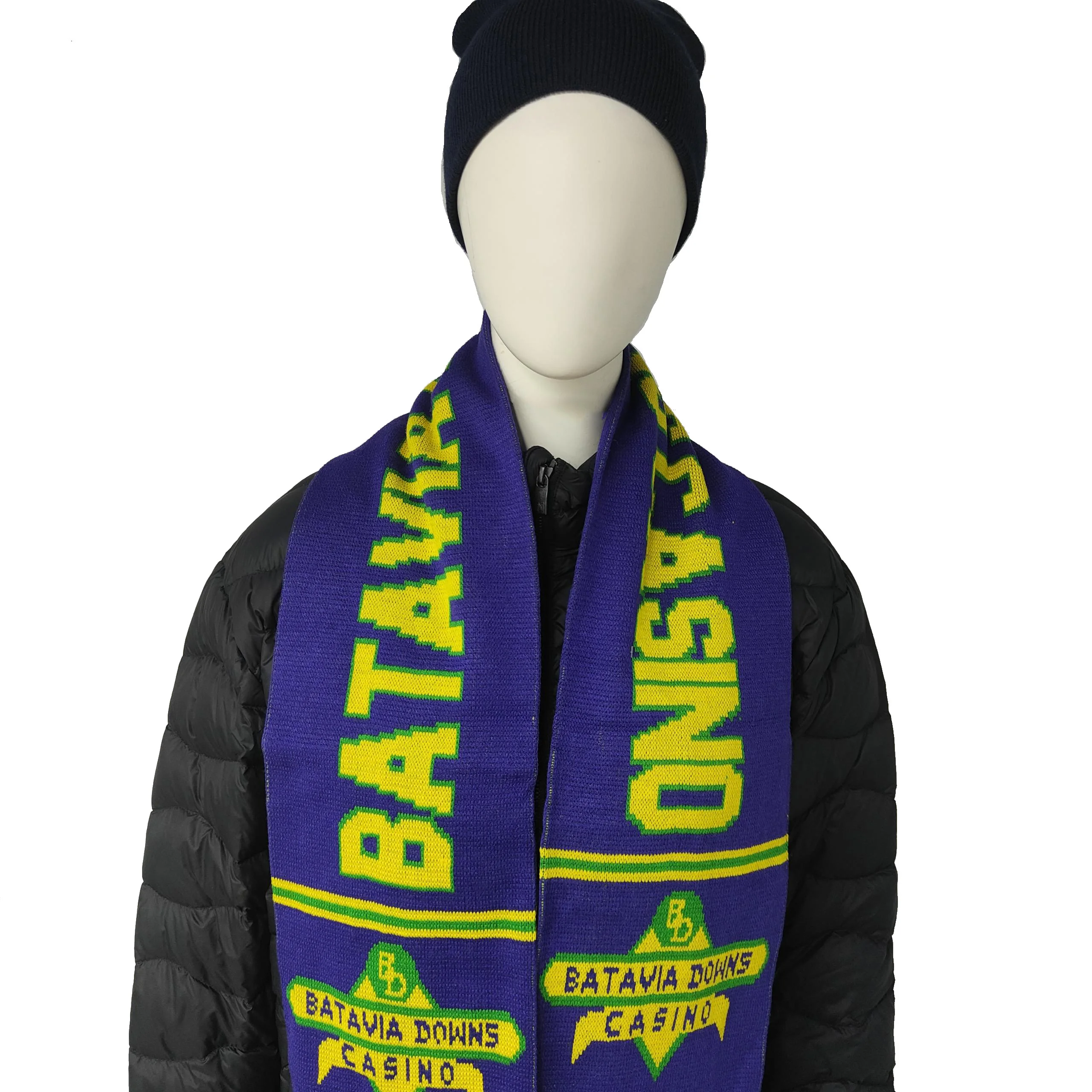BSCI manufacturer winter oem custom printed acrylic jacquard world football sport club fan acryl scarf