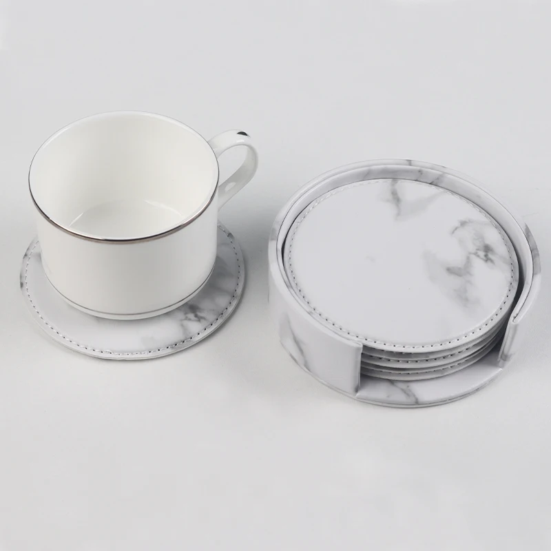 Promotion Gift Set Handmade Bear Coffee Tea Mug Pad White Marble Coaster With Holder