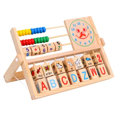 
Wholesale montessori arithmetic wooden alphabet abacus learning math with clock educational wooden abacus beads toys for kids 