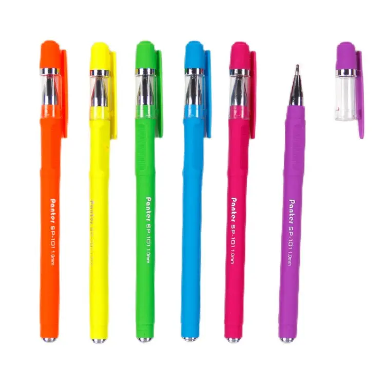 Bright Rainbow Custom Color Ballpoint Pens 6-Pack - Smooth Writing, Comfort Grip, Ideal for School & Office