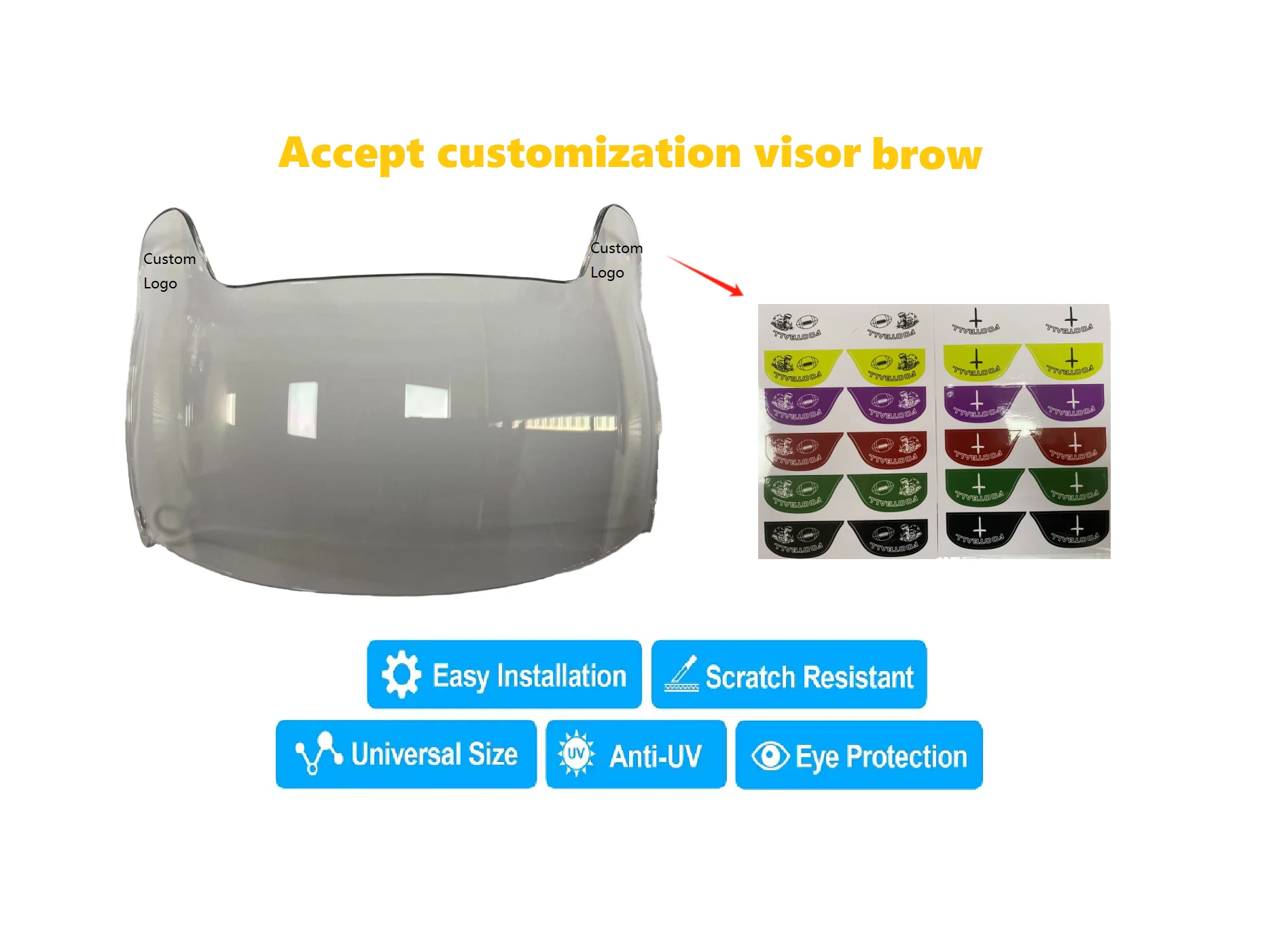 HD Adjustable Youth Rugby Helmets Custom Football Visor Lens for Kids Windproof and Dustproof Custom Sports Shield for Skating