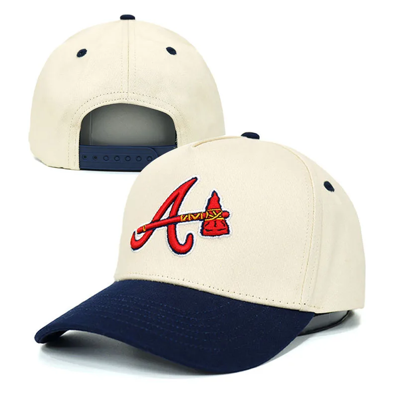 Qianzun two tone vintage organic cotton 3d embroidery logo embroidered baseball hat custom 5 panel a frame baseball cap