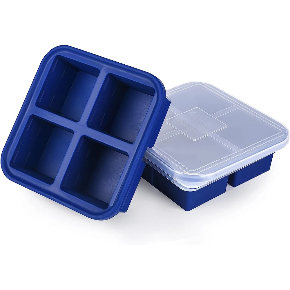 2024 Order directly new arrival oem reasonable price 4 pack plastic silicone soup ice cube freezer trays mold set with lid large