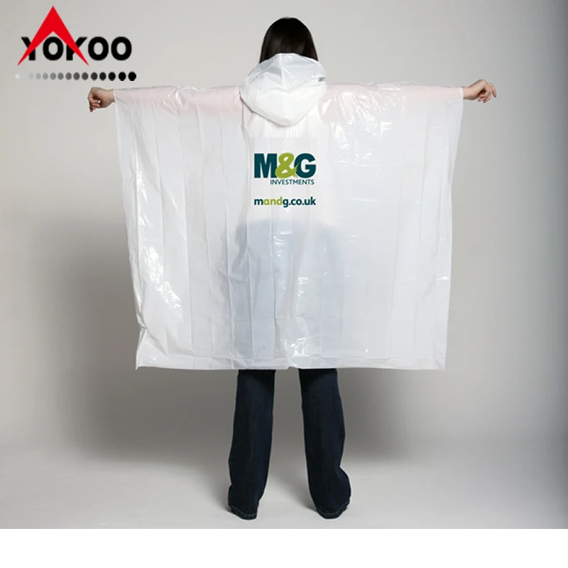 
one time use PE disposable rain poncho for promotion 